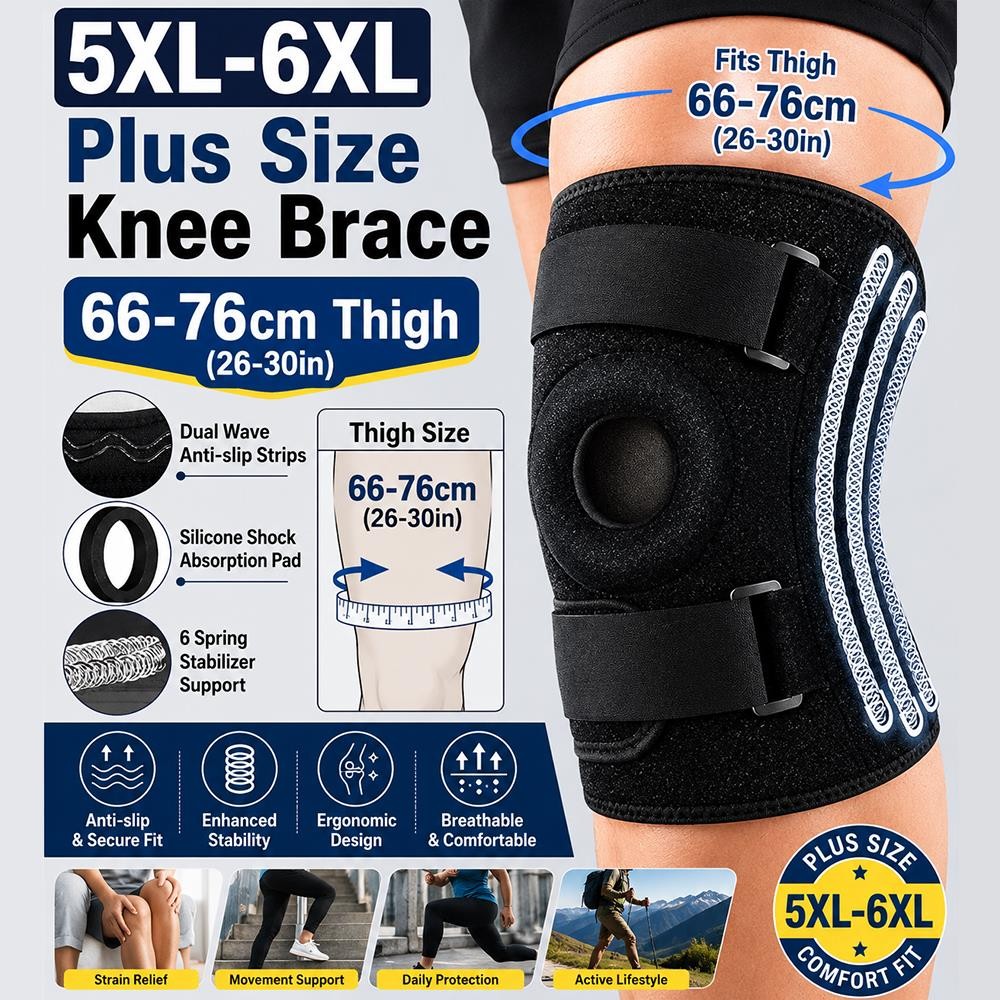 Knee Brace XL-8XL Compression Adjustable Patella Support Running Walking Large