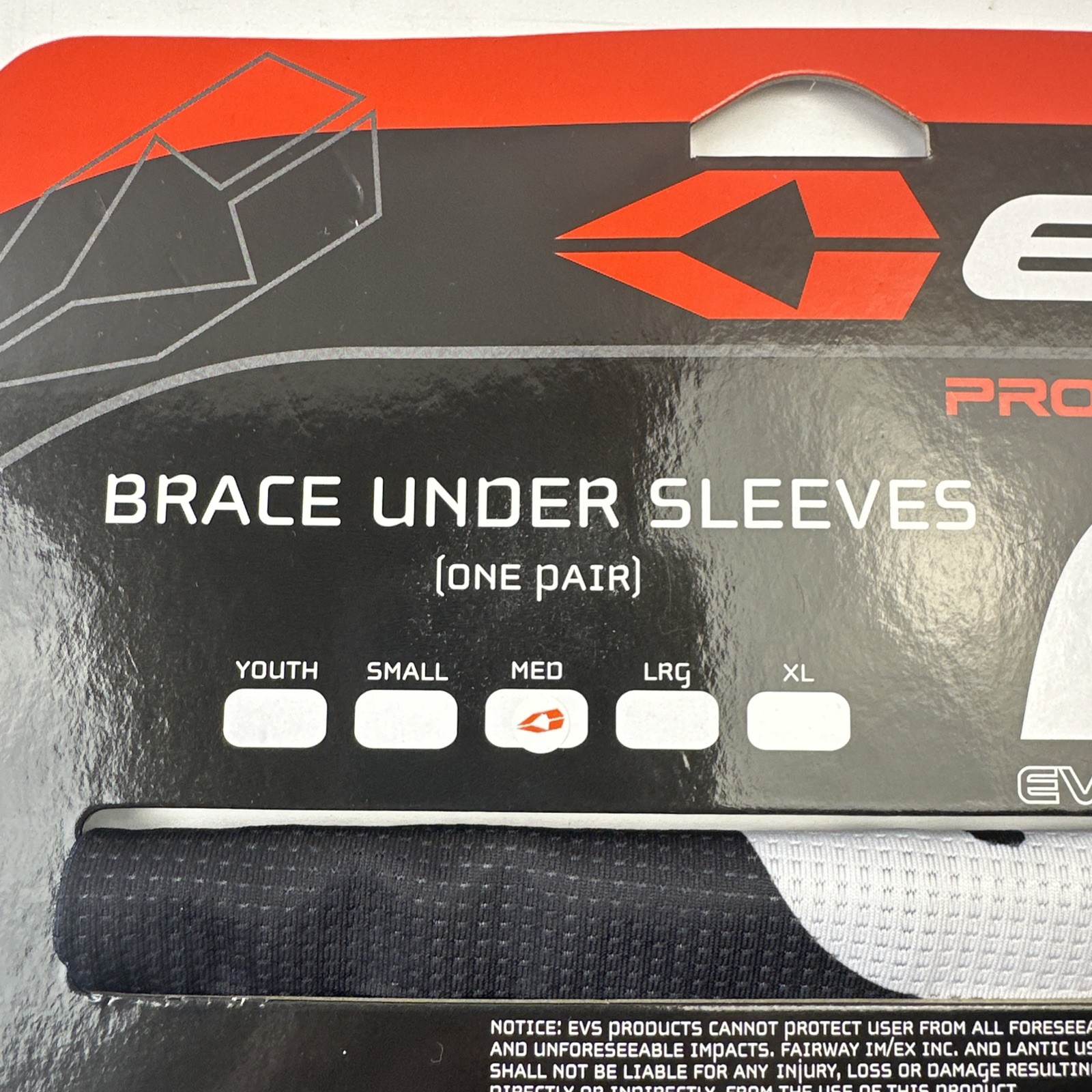 EVS Proctive Gear Brace Under Sleeves Medium New in Package Black & Red
