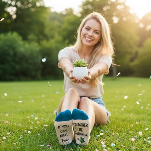 Plant Gifts – Funny Sunflower Plant Socks, Gardening Gifts for Garden Blue