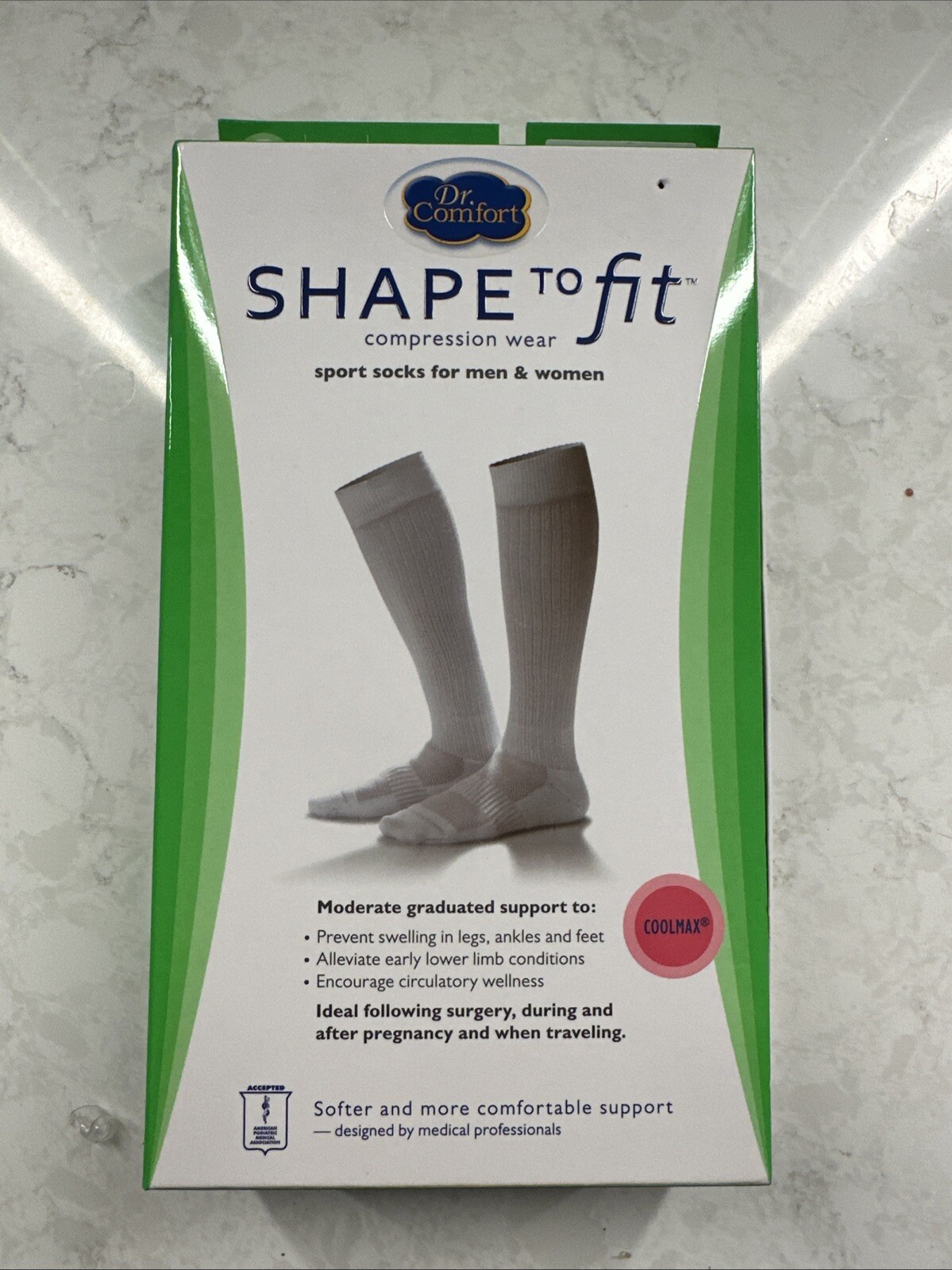 Dr Comfort 15-20 mmHg Compression Knee Socks Support Fit Coolmax Small Black