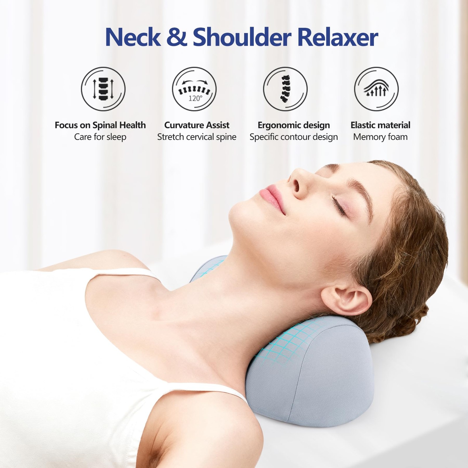 Small Neck Stretcher Pillow for Pain Relief, Medium Soft Cervical Traction De…