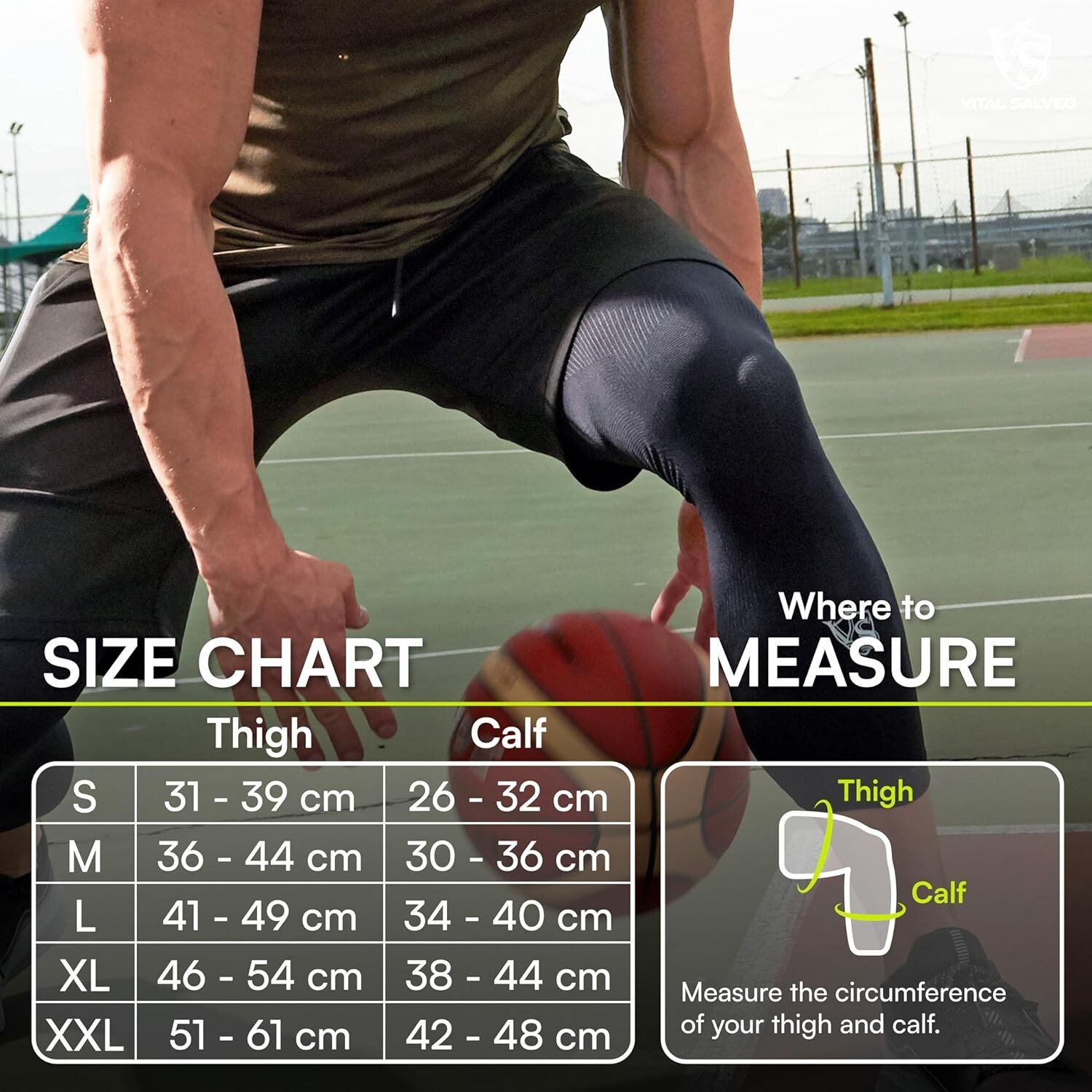 Vital Salveo-Sports Outdoor Compression Long Knee -Small