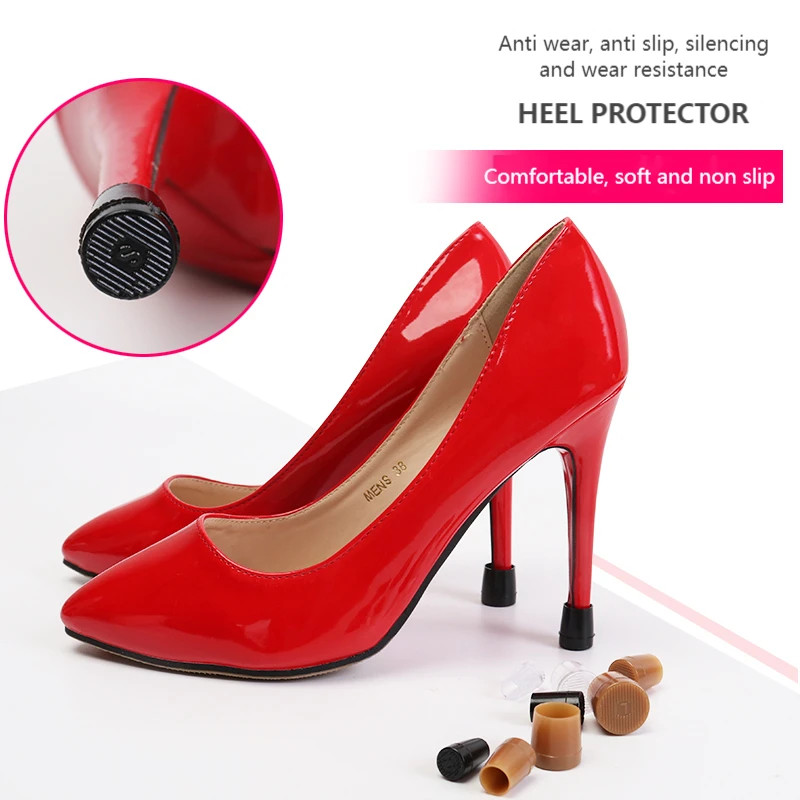Non-slip Wearable High Heels Cover 2Pcs Round Woman Heels Protective Cover Plast