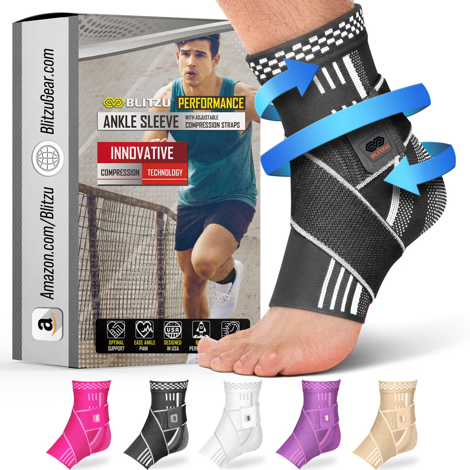 Soporte de Tobillo con Correa de Compresion Ajustable para Tendinitis de Aquiles