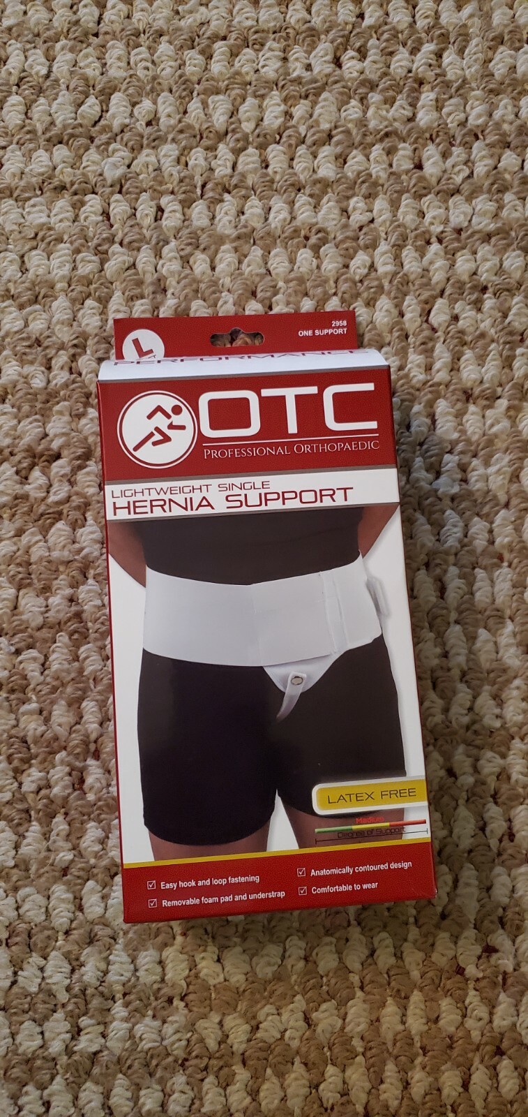 Large Left OTC Lightweight Single Hernia Support #2958 NEW