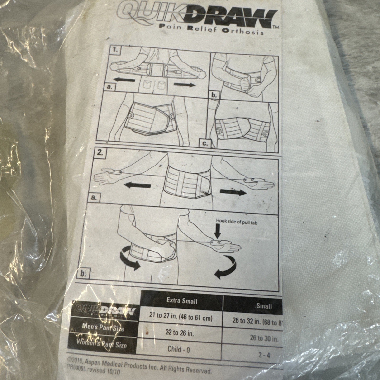 Aspen Quick Draw Asp993030 Large Back Brace