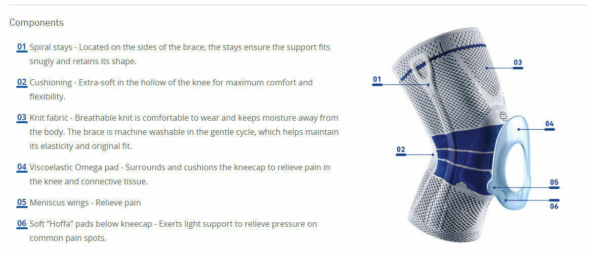 Bauerfeind GenuTrain Size 5 Knee Joint Brace Patella Support Bandage Sleeve ACL