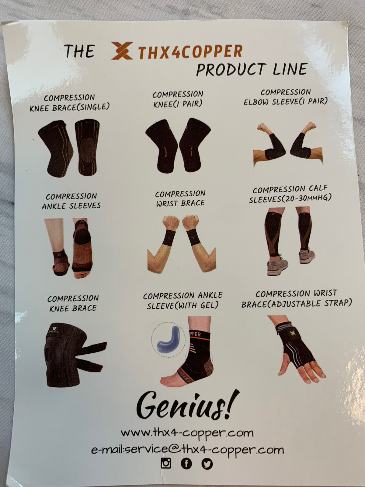 Thx4Copper Compression Calf Sleeve Black/copper Unisex NEW