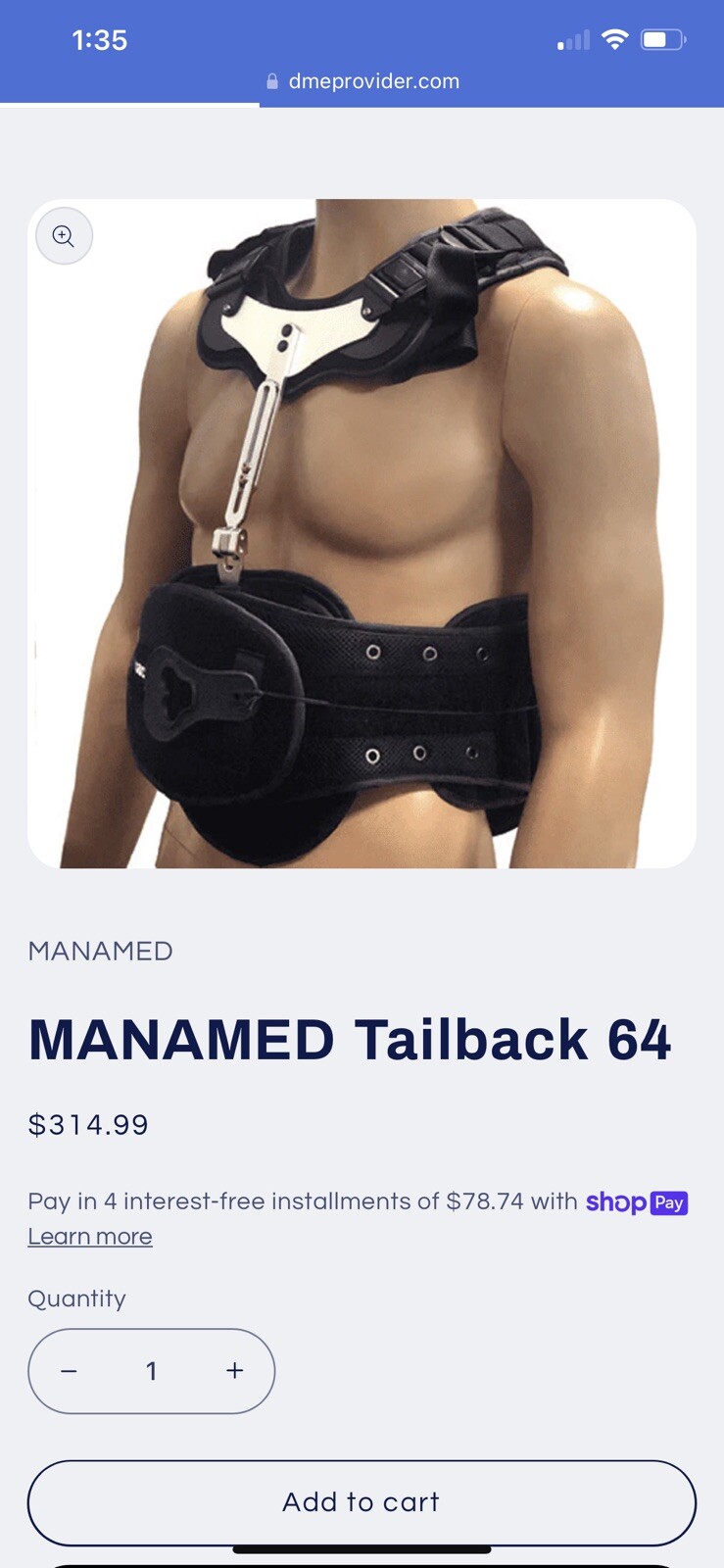 manamed tailback 64 Back Brace TB064