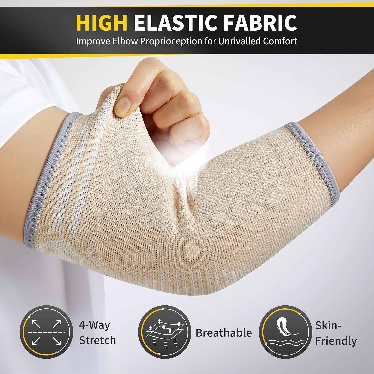 2 Pack Elbow Brace Compression Sleeve, Tennis & Golfer’s Elbow | Breathable 3…