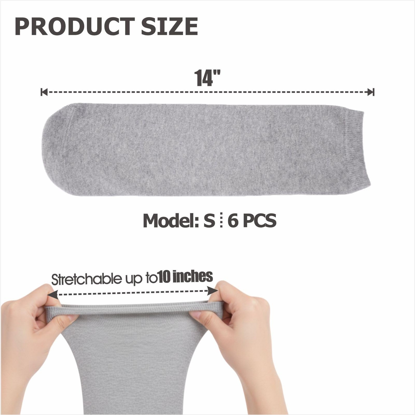 Cotton Prosthetic Socks, Soft Breathable Stump Liners, Multiple Grey L