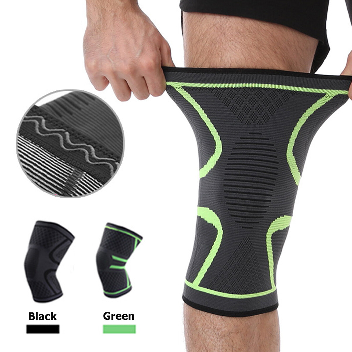 2PK Knee Compression Sleeve Support for Sport Arthritis Joint Pain Relief S-XXXL