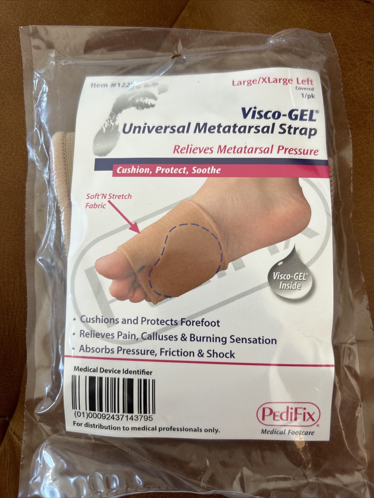 Pedifix Visco Gel Universal Metatarsal Strap. Large Extra Large L XL LEFT Foot