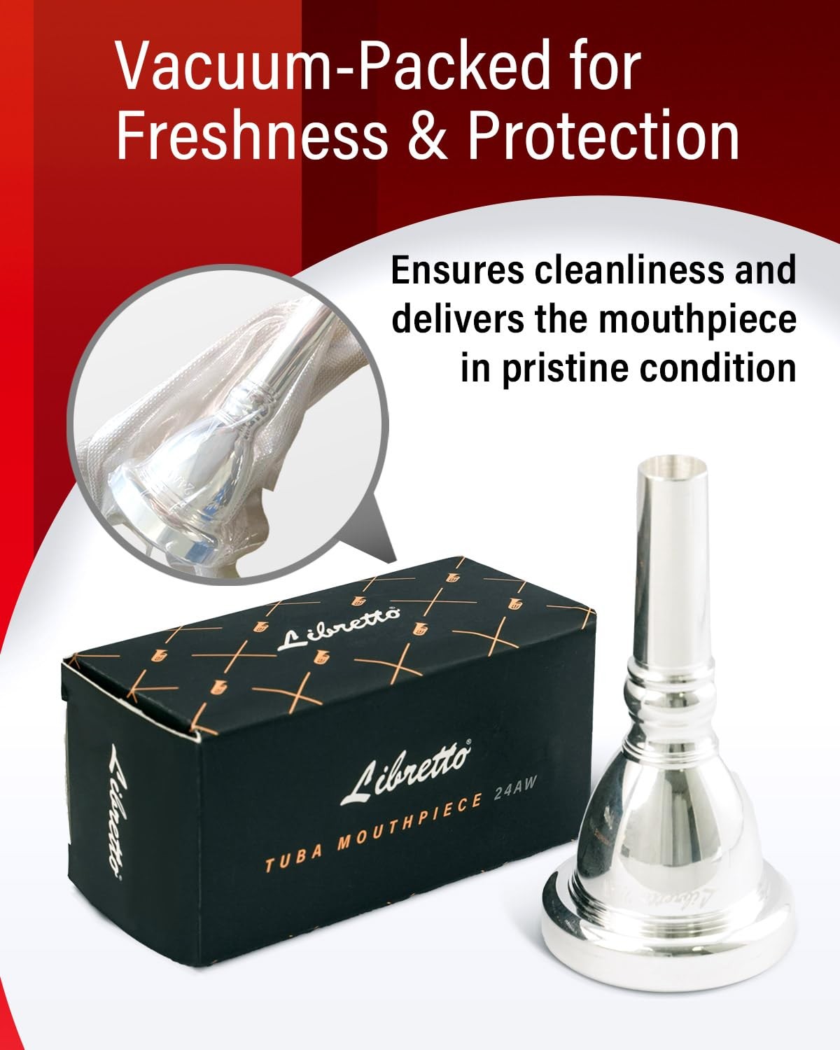 24AW Tuba Mouthpiece, 2m, Silver Plated, Beginners, Students, Intermediate