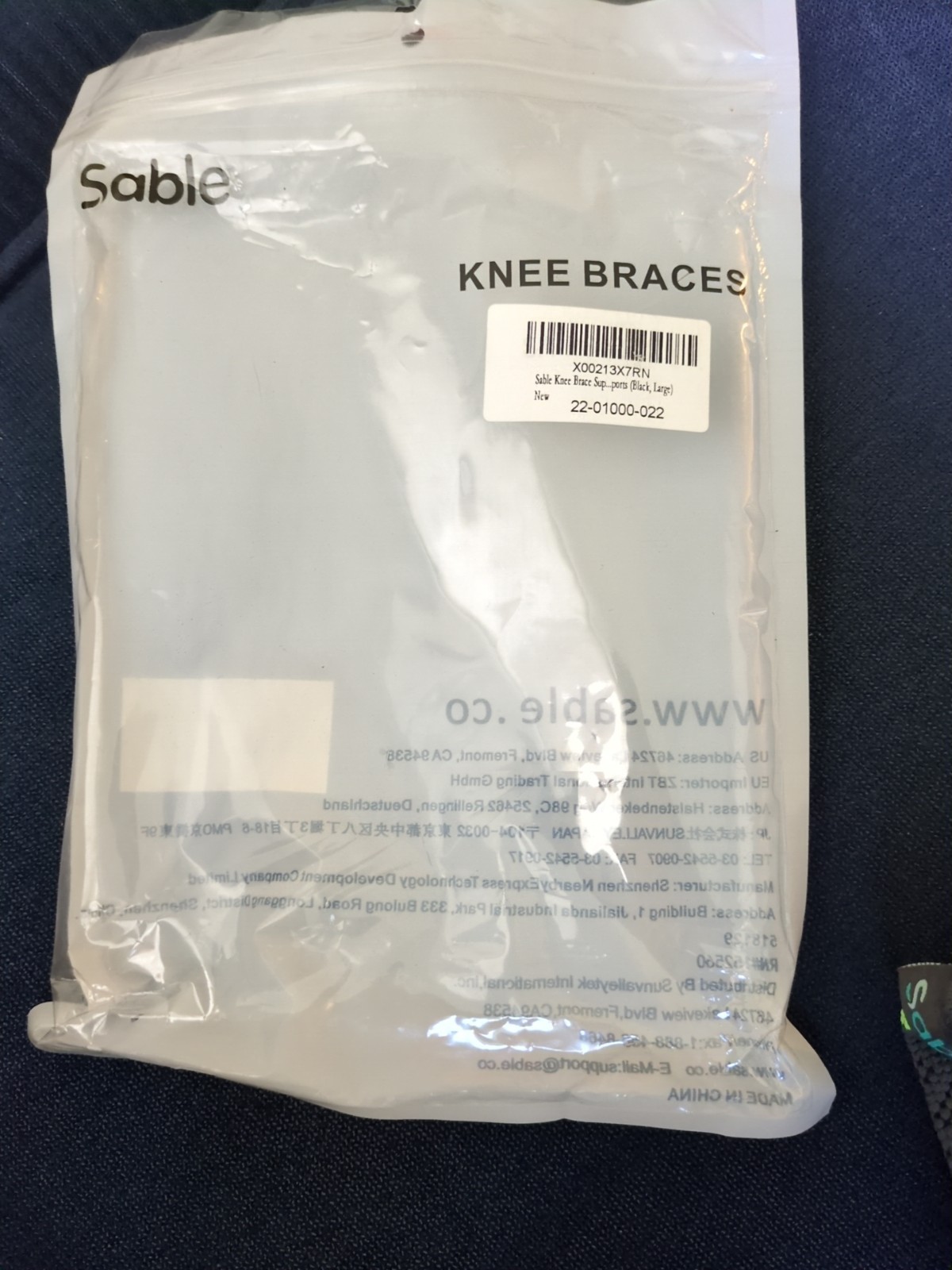 Sable Upgraded Knee Brace 2 Pack Compression Sleeves Support Large Only
