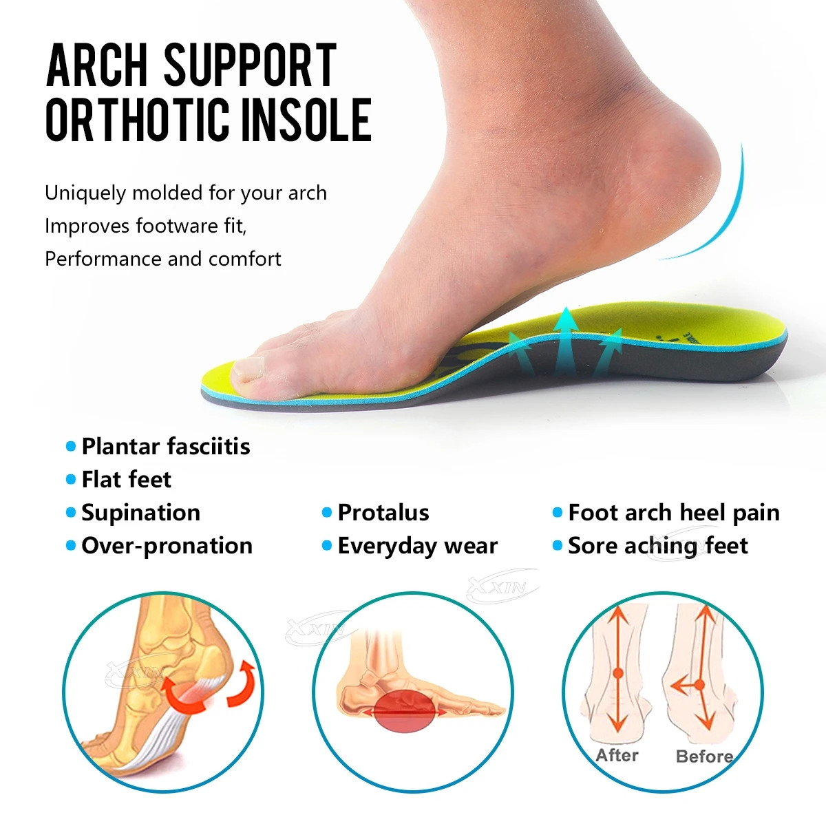 Arch Support Insole Orthopedic Insole Men Women Sport Shoe Insert Flat Foo