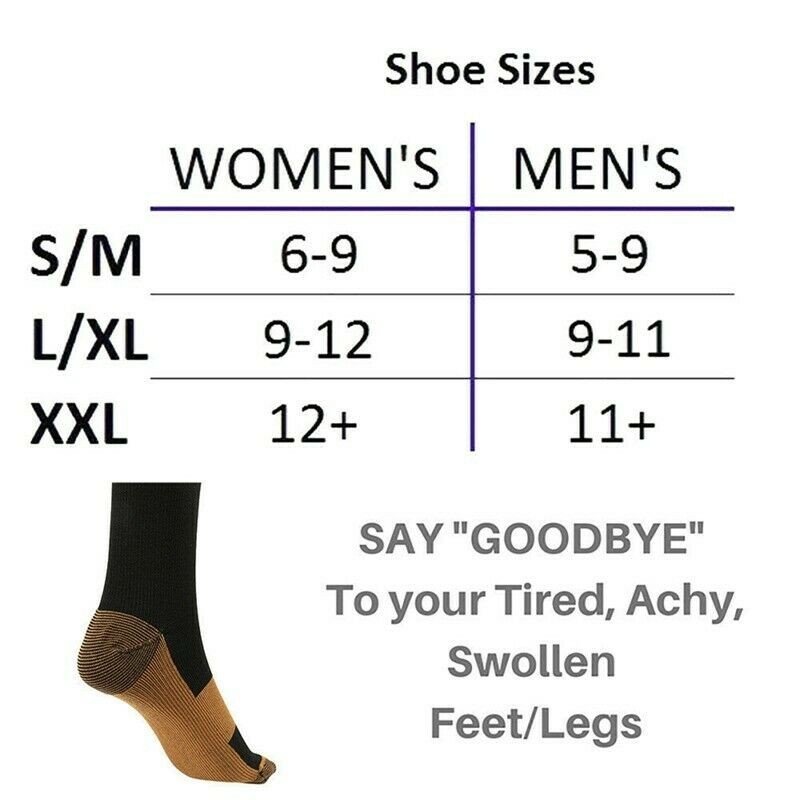 3/6 Packs Copper Compression Socks 20-30mmHg Graduated Support for Men Women