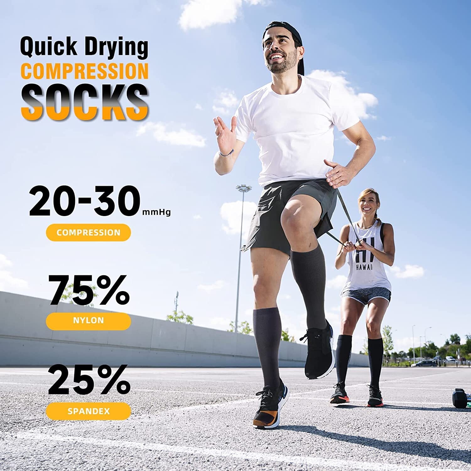 Women & Men Compression Socks Circulation 15-20 mmHg Athletic Running Hiking