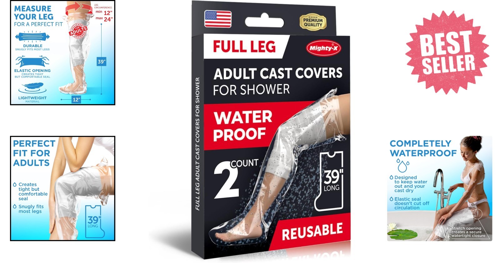 Lightweight Waterproof Cast Shower Cover for Full Leg – Comfortable & Reusable