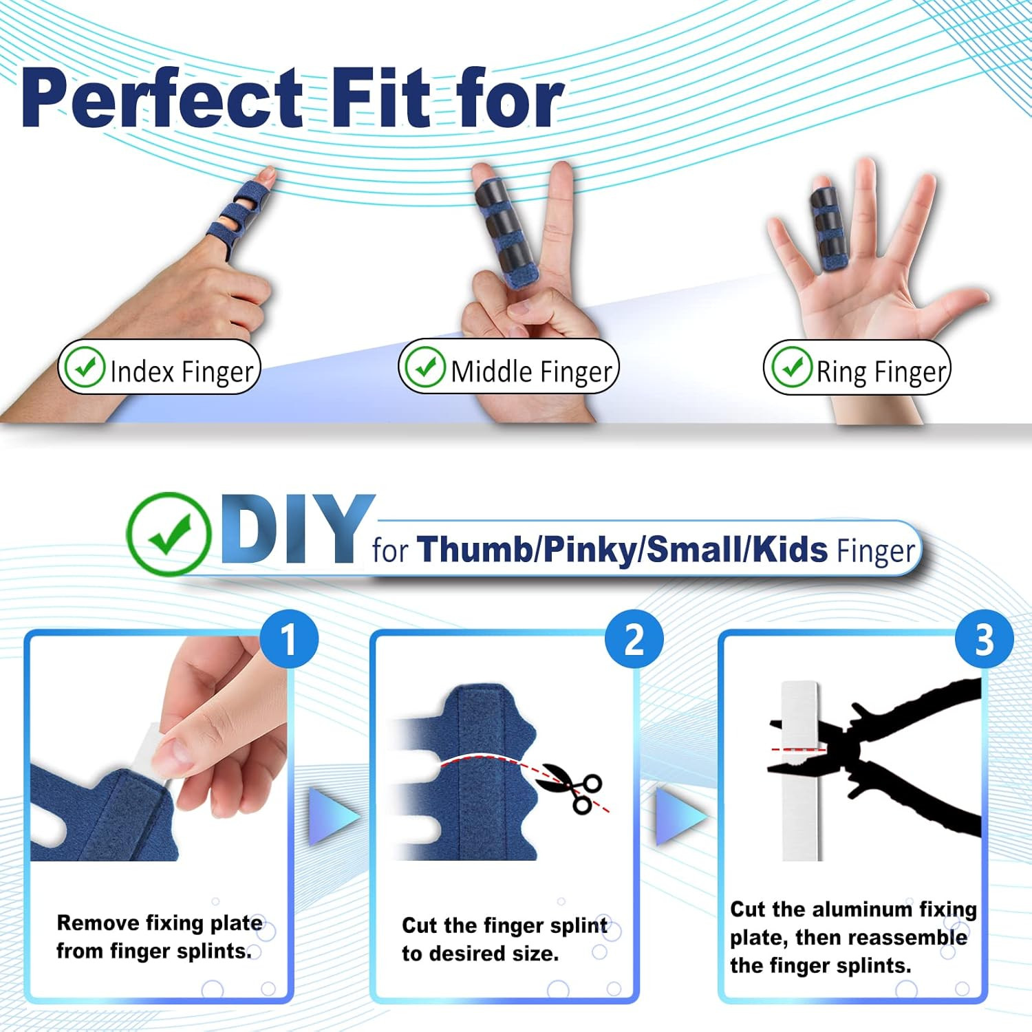 Ronjea 4 Pcs Upgraded Trigger Finger Splint: Trigger Finger Brace Support with 3