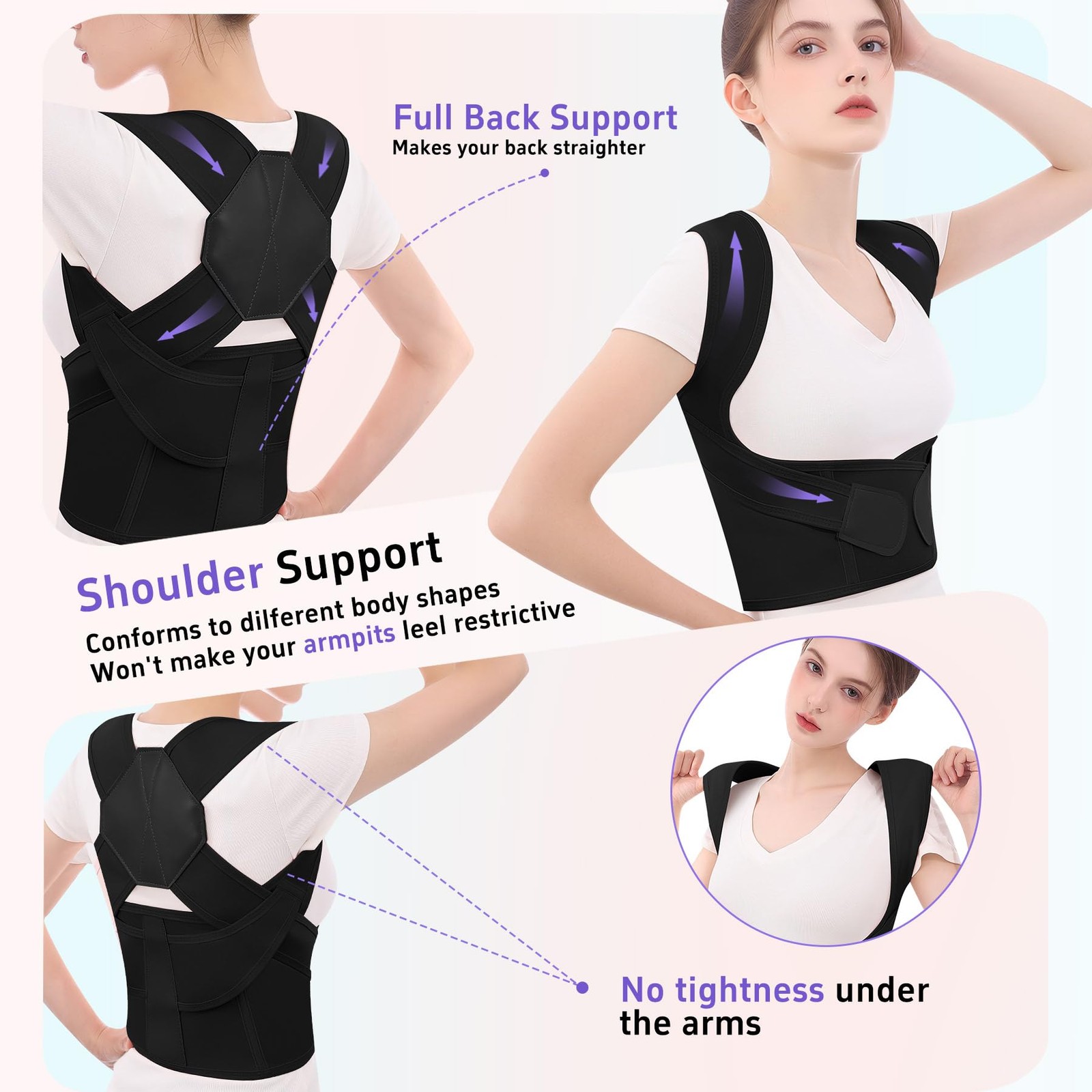 Posture Corrector for and Men Back Brace Upper Back Adjustable Breathable Sho…