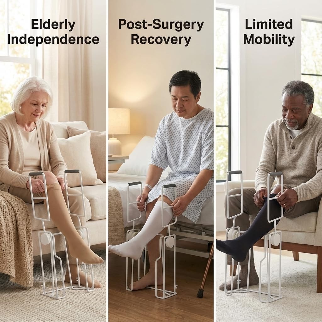 Adjustable Compression Sock Aid with Foldable Handles, Easy Pull On Stocking …