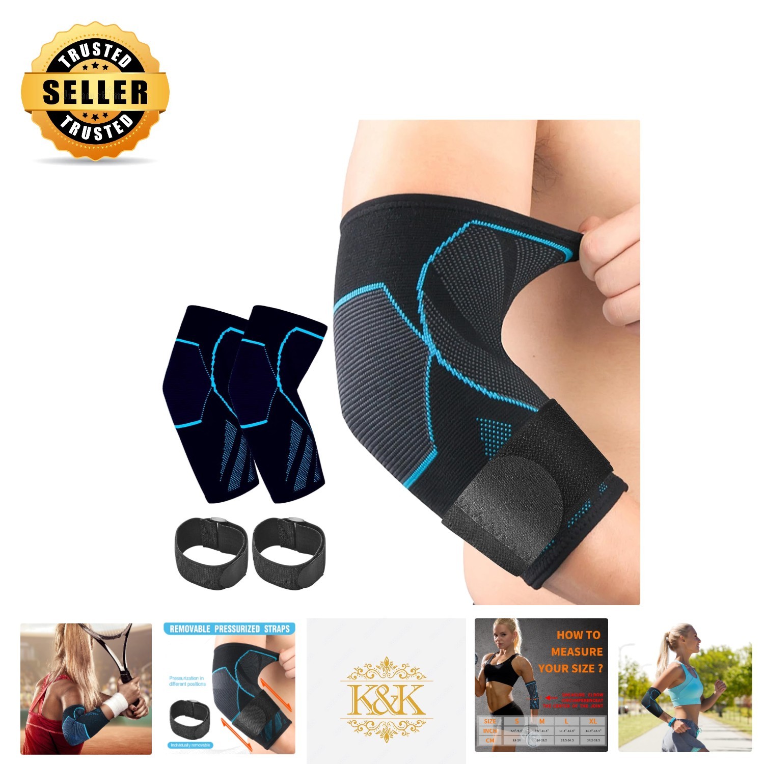 Upgraded 3D Elbow Compression Sleeve – Supports Tennis Elbow & Tendonitis Relief