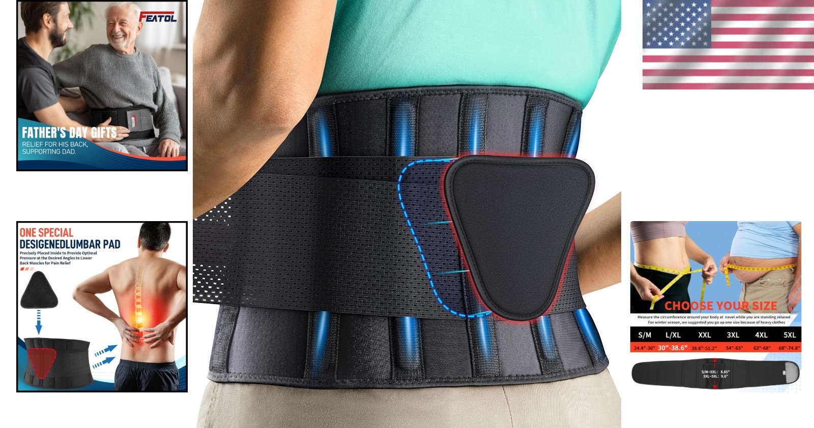 360-Degree Support Back Brace – Adjustable for Sciatica & Herniated Discs