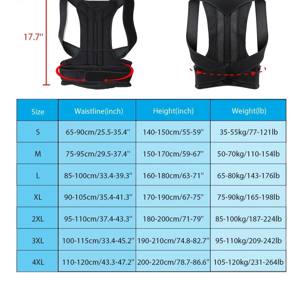 Unisex Posture Back Lumbar Waist Support Corrector Brace Shoulder Belt Girdle US