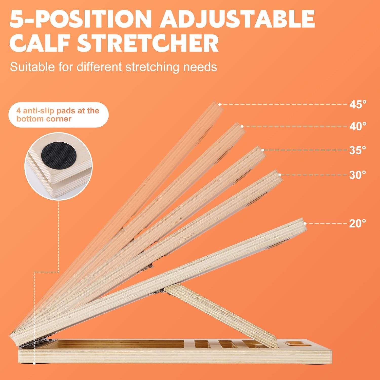 Slant Board for Calf Stretching, Adjustable Wooden wood color, black