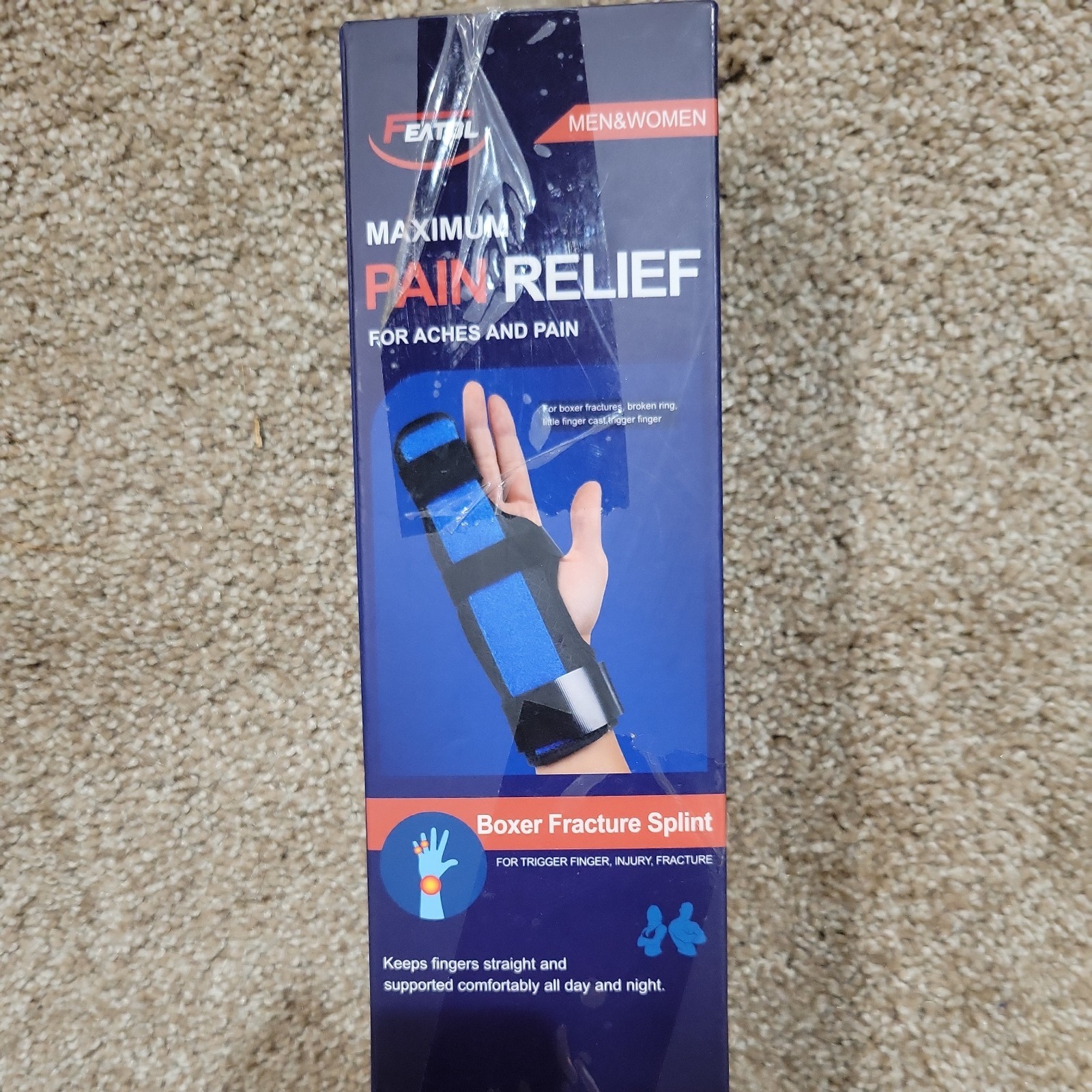 Featol Unisex Boxer Fracture Splint NIB Maximum Pain Relief M/L RIGHT Hand