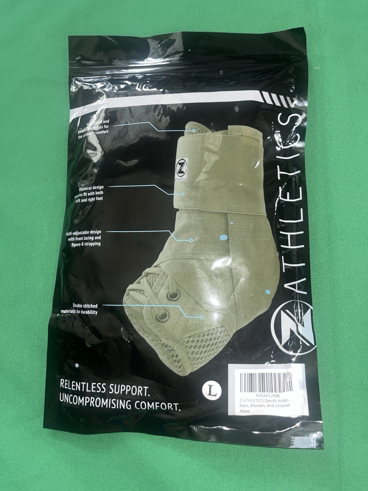 Brand new Z Athletics Lace up Ankle Brace size L Olive Green.