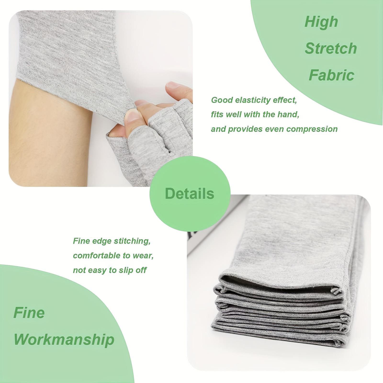 1Pair Bamboo Fiber Compression Gloves for Hand Care Exercise Wrist Brace Support