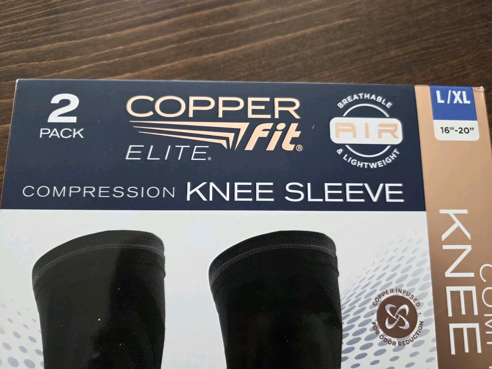 Copper Fit – Elite Knee Sleeve (L/XL) – 2 Pack Compression Support New NIB