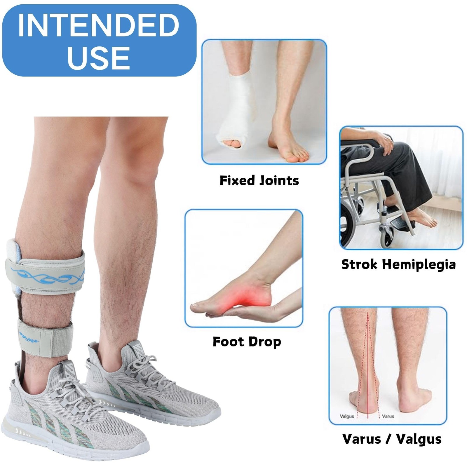 AFO Drop Foot Stabilizer Brace Ankle Orthosis Assist Walking Large Right