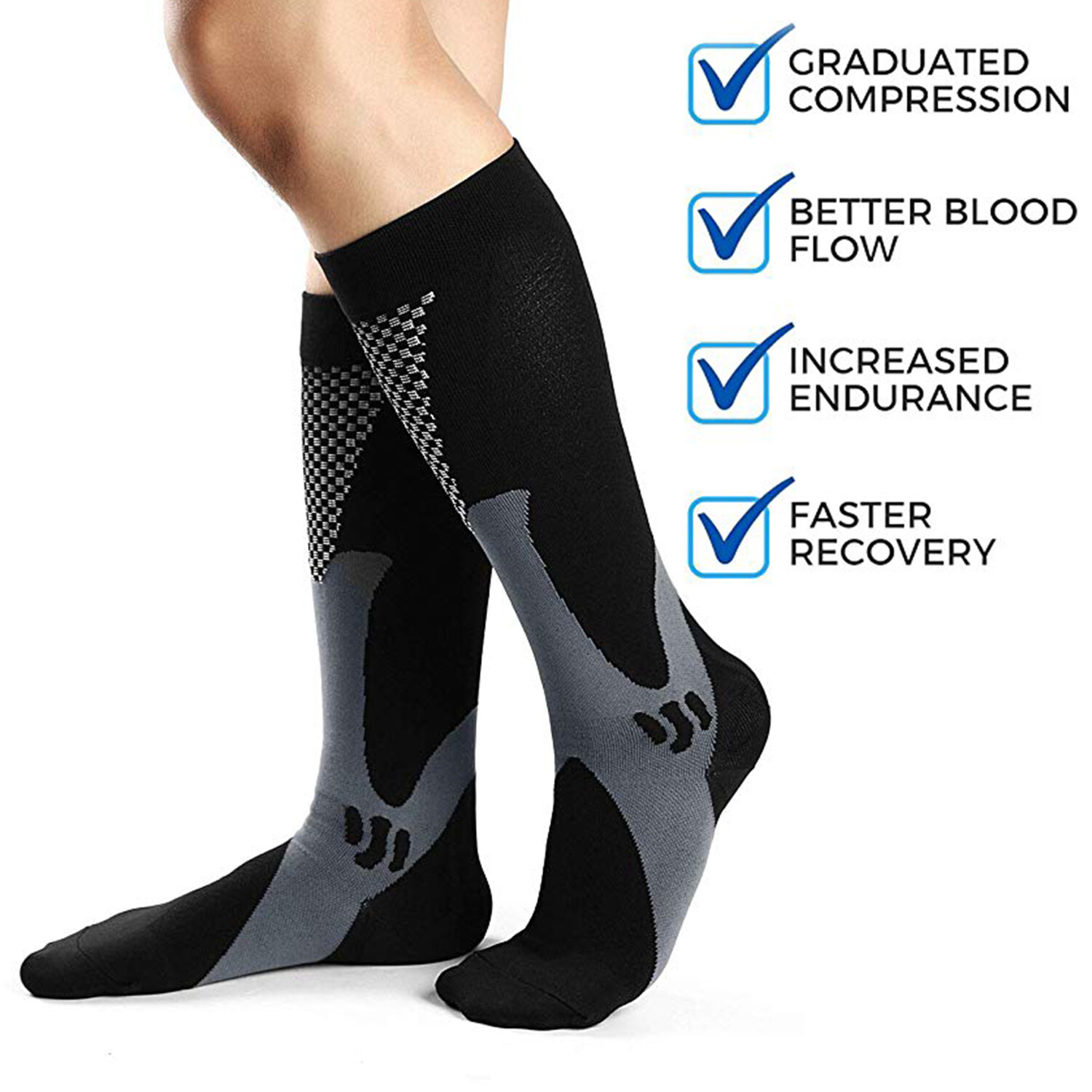 Copper Compression Socks Men Women Calf Shin Leg Running Fitness Sleeve