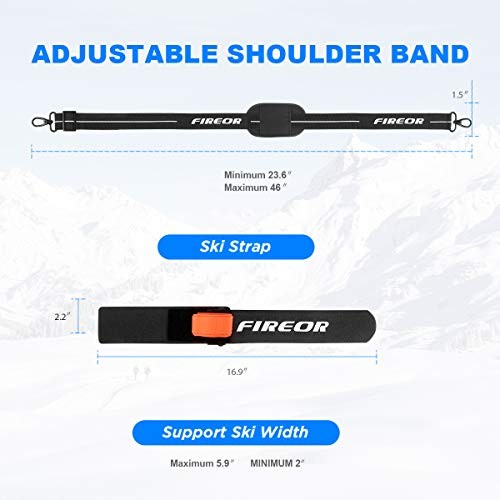 Ski Carrier Strap, Snowboard, Pole and Boot Carry Sling Strap Full Metal Buckle