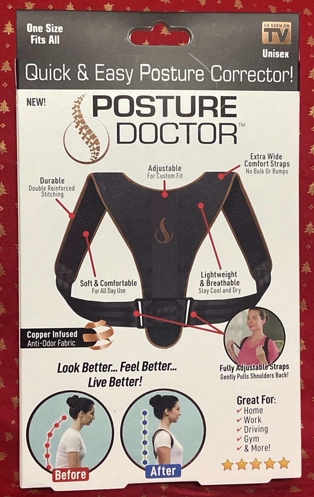 Posture Doctor Quick & Easy Posture Corrector – Black Ontel brand As seen on TV