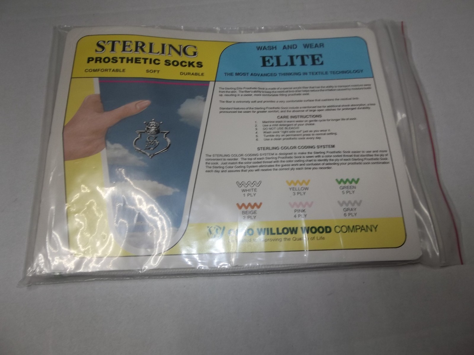 New Sterling Ohio Willow Wood Co Elite Prosthetic Sock 5 Ply Size 2 100% Acrylic