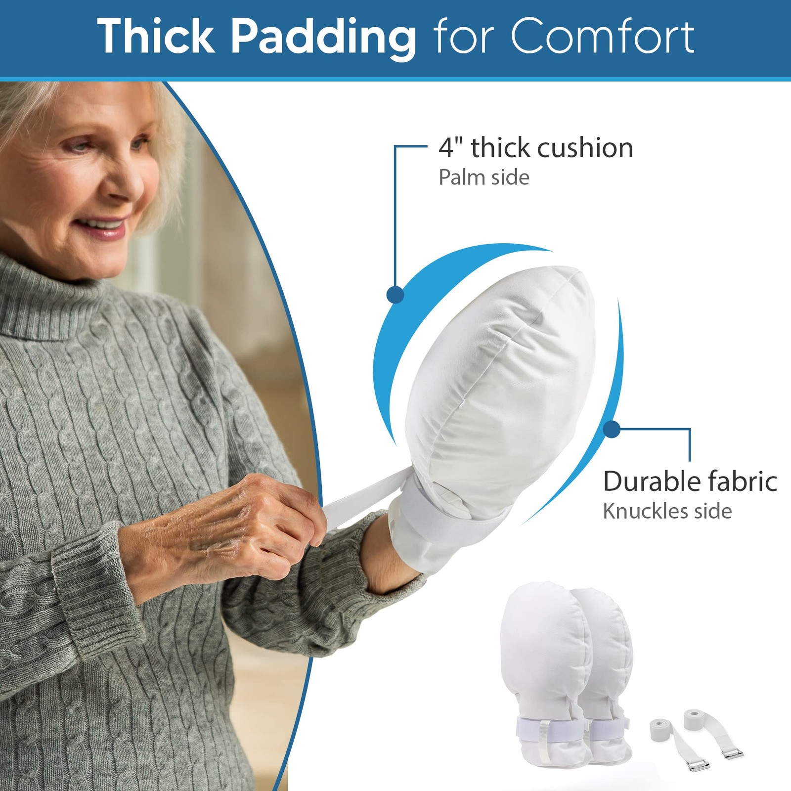 Medical Double Security Mitts – One Size Fits All Hand Restraint Gloves for Elde
