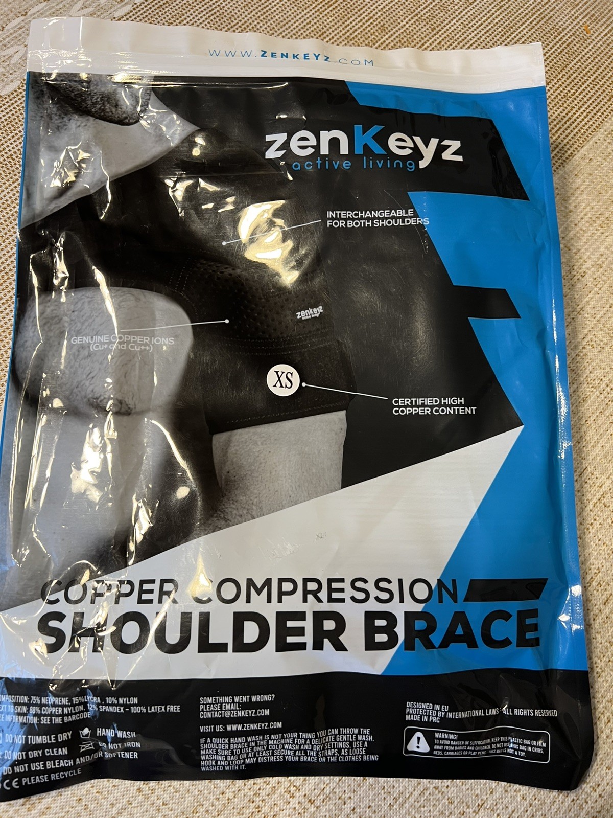 ZenKeyz Copper Compression Shoulder Brace Support Men Women Size XSmall New