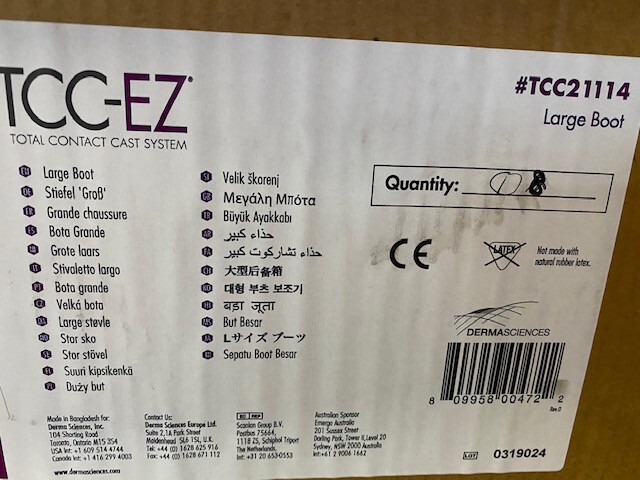 Derma Sciences TCC21114 TCC-EZ Total Contact Cast System Large Boot (NEW)