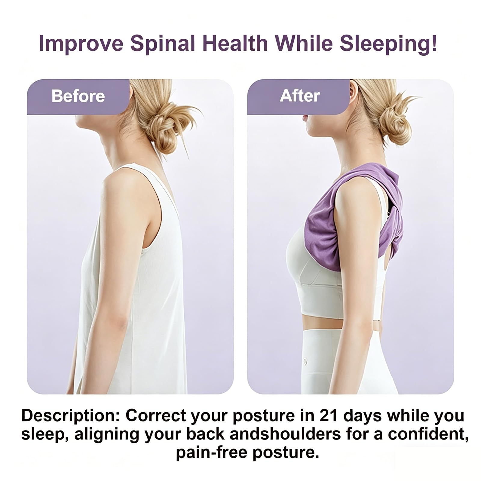 SOMIVOT Posture Corrector for Sleeping – Upper Back and Shoulder Large