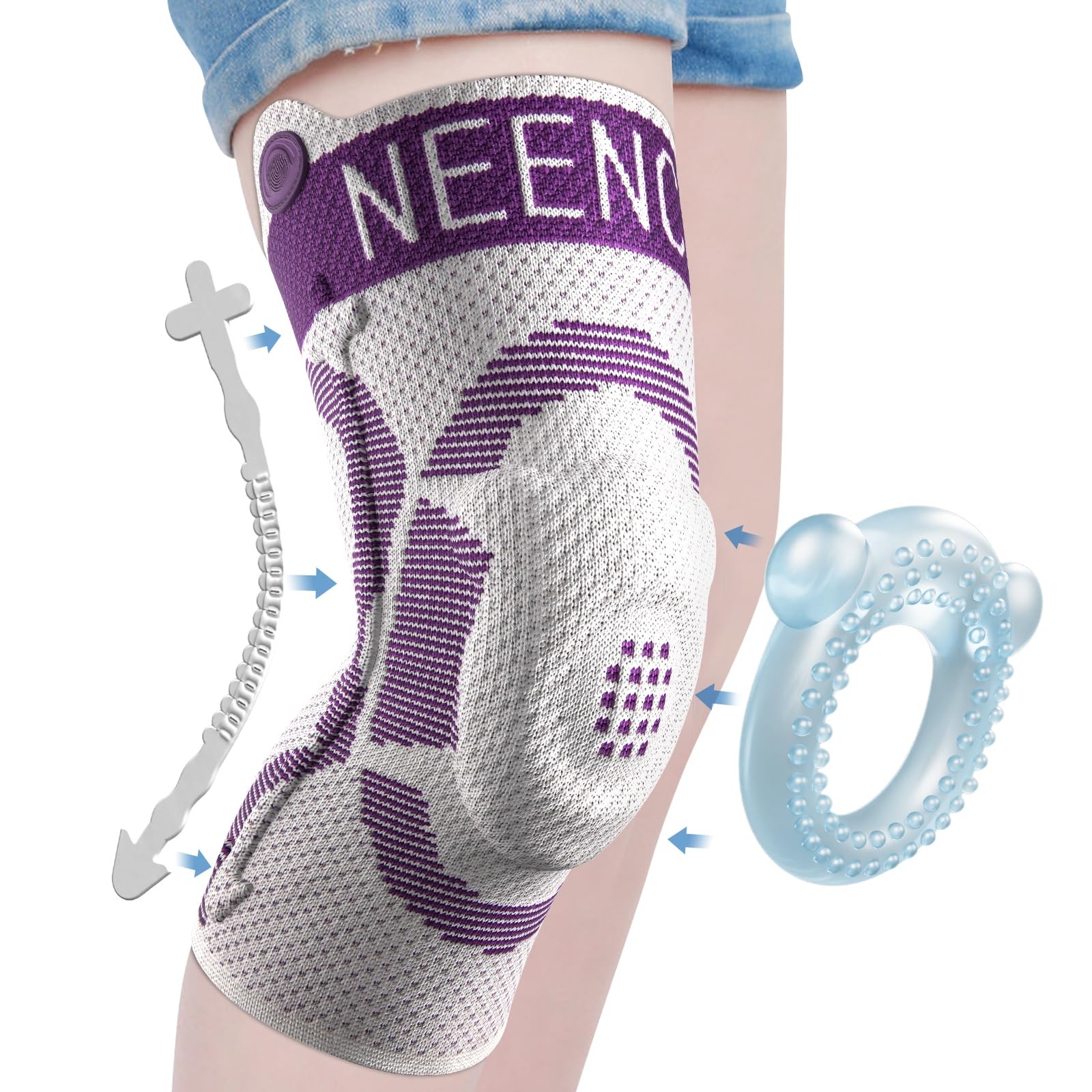 NEENCA Kids Knee Brace Youth Sleeve Purple XL