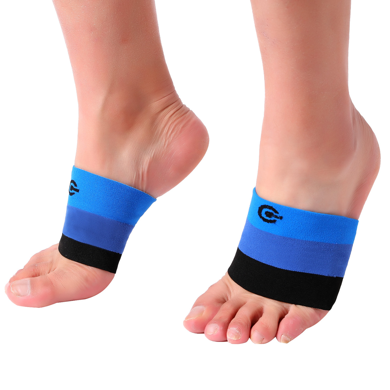 Doc Miller Arch Support Compression Sleeves 1 Pair Plantar Fasciitis BLK/BLU/BLU