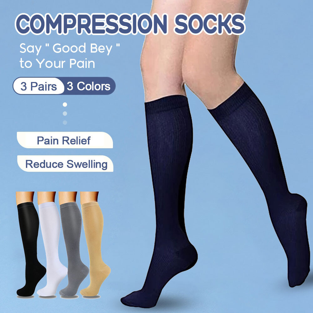 3Pairs Men’s Diabetic Over The Calf – Knee High Compression Pressure Socks