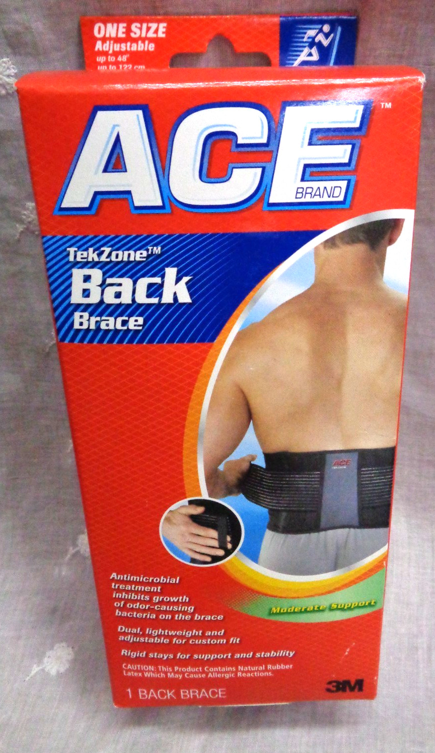 3M ACE Brand Tek Zone BACK Brace 209606 One Size Adj Up to 48″ MODERATE SUPPORT