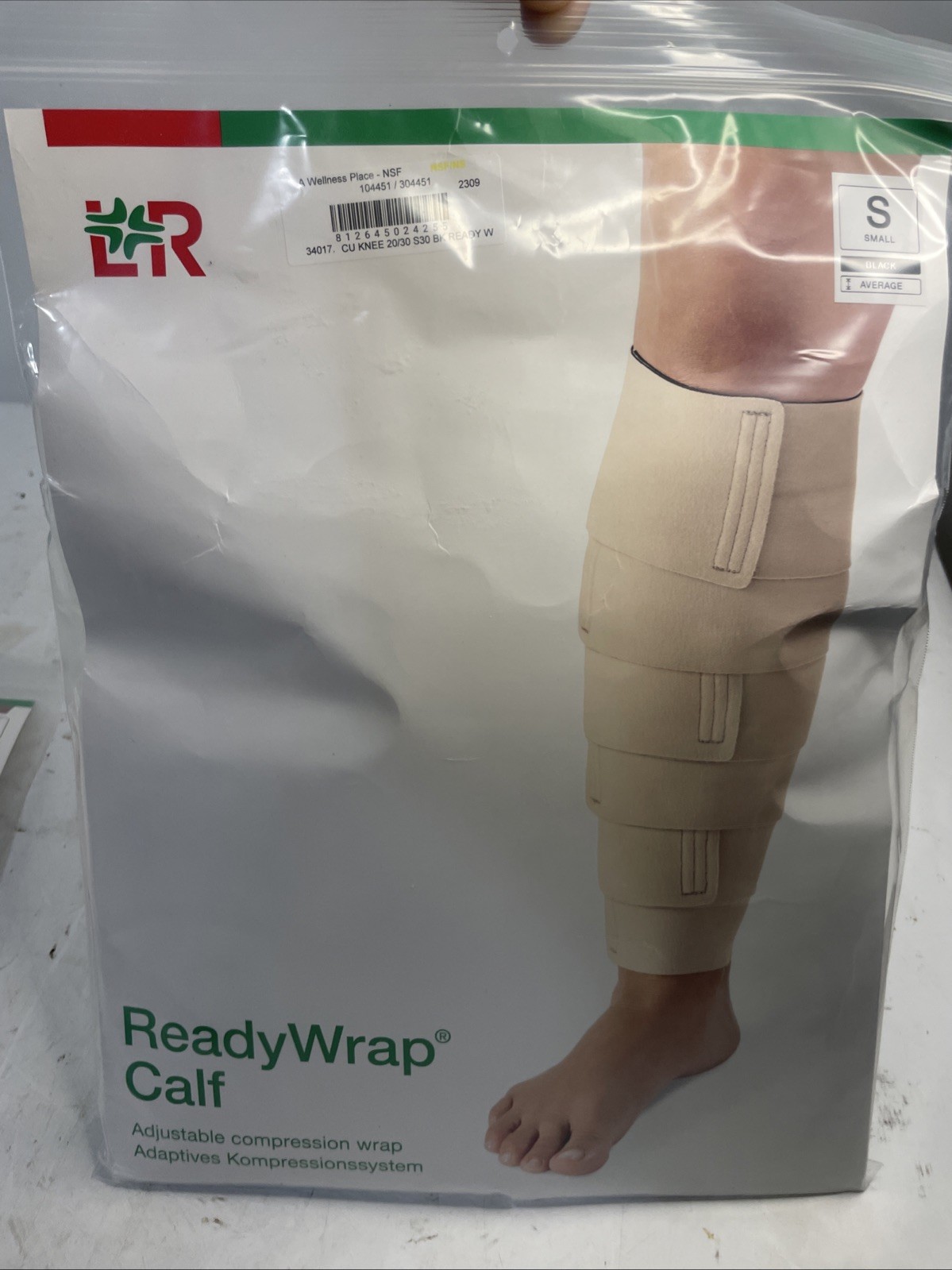 New! L & R Ready Wrap Calf Leg Compression Adjustable SMALL Black Tall W/ Liner