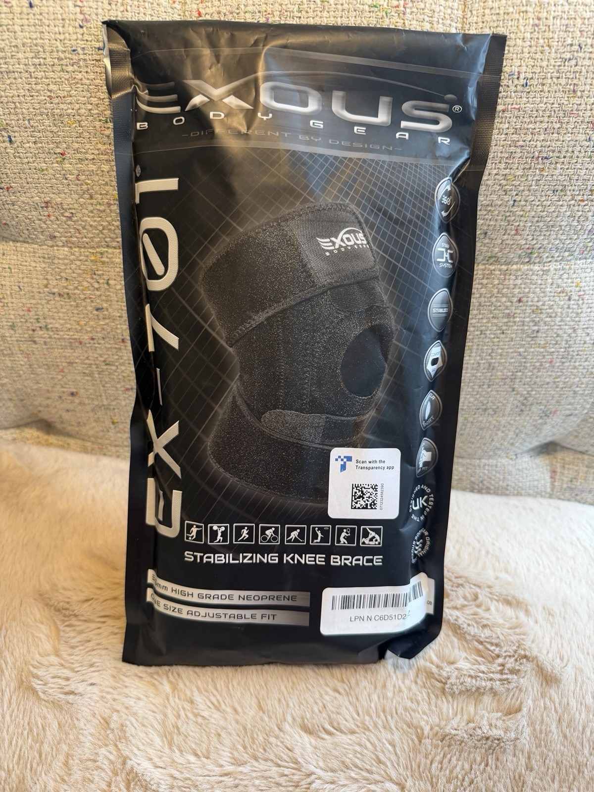 Exodus Body Gear Stabilizing Knee Brace – One Size Adjustable Fit . 3.5mm…
