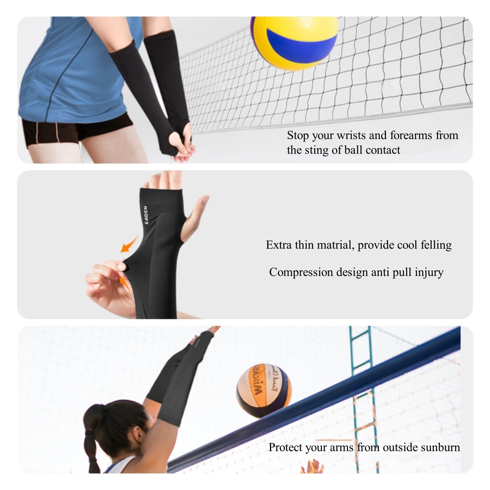 Unisex Padded Compression Forearm Volleyball Sports Arm Sleeves Athletics 1 PR
